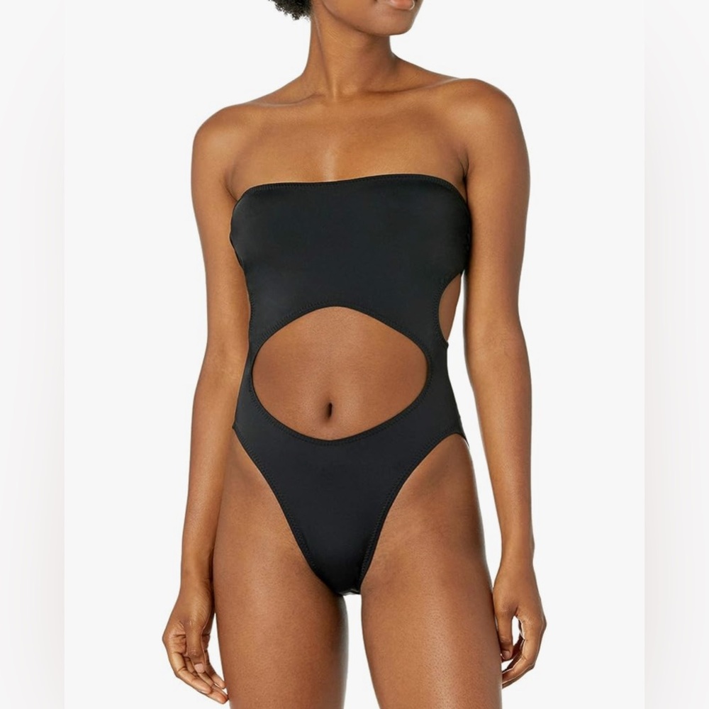 Norma Kamali Strapless Cutout One-Piece Swimsuit Black Size S